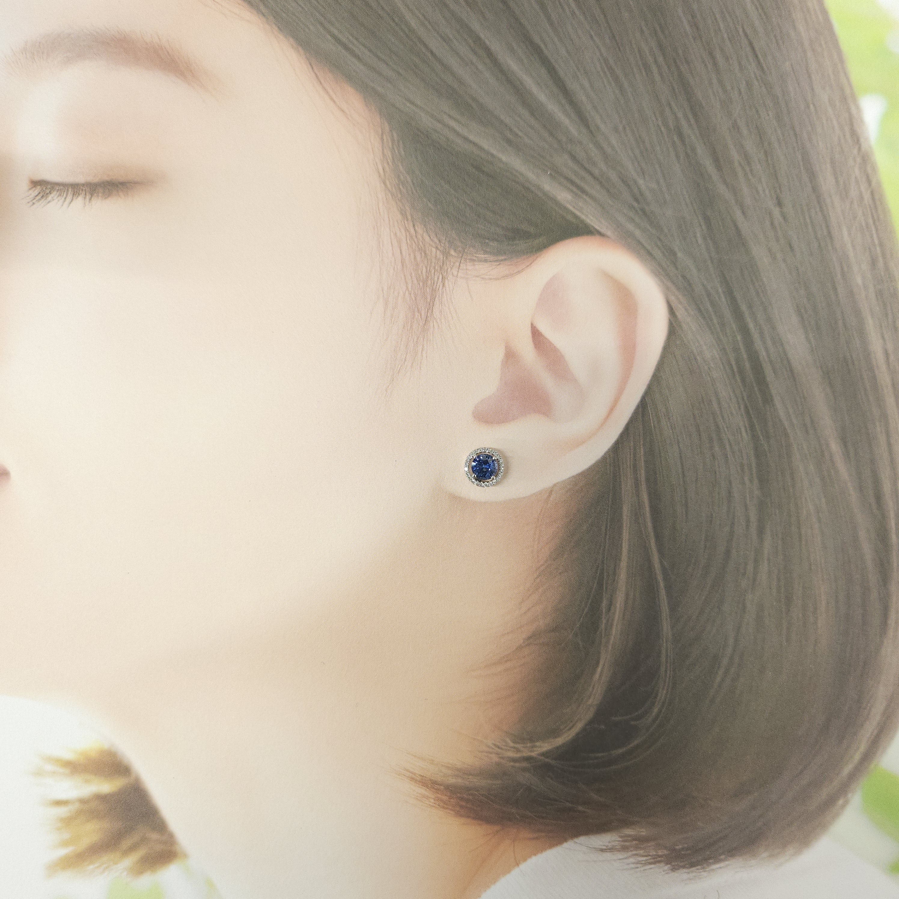 18K White Gold 1.42ct Sapphire and Diamond Earrings