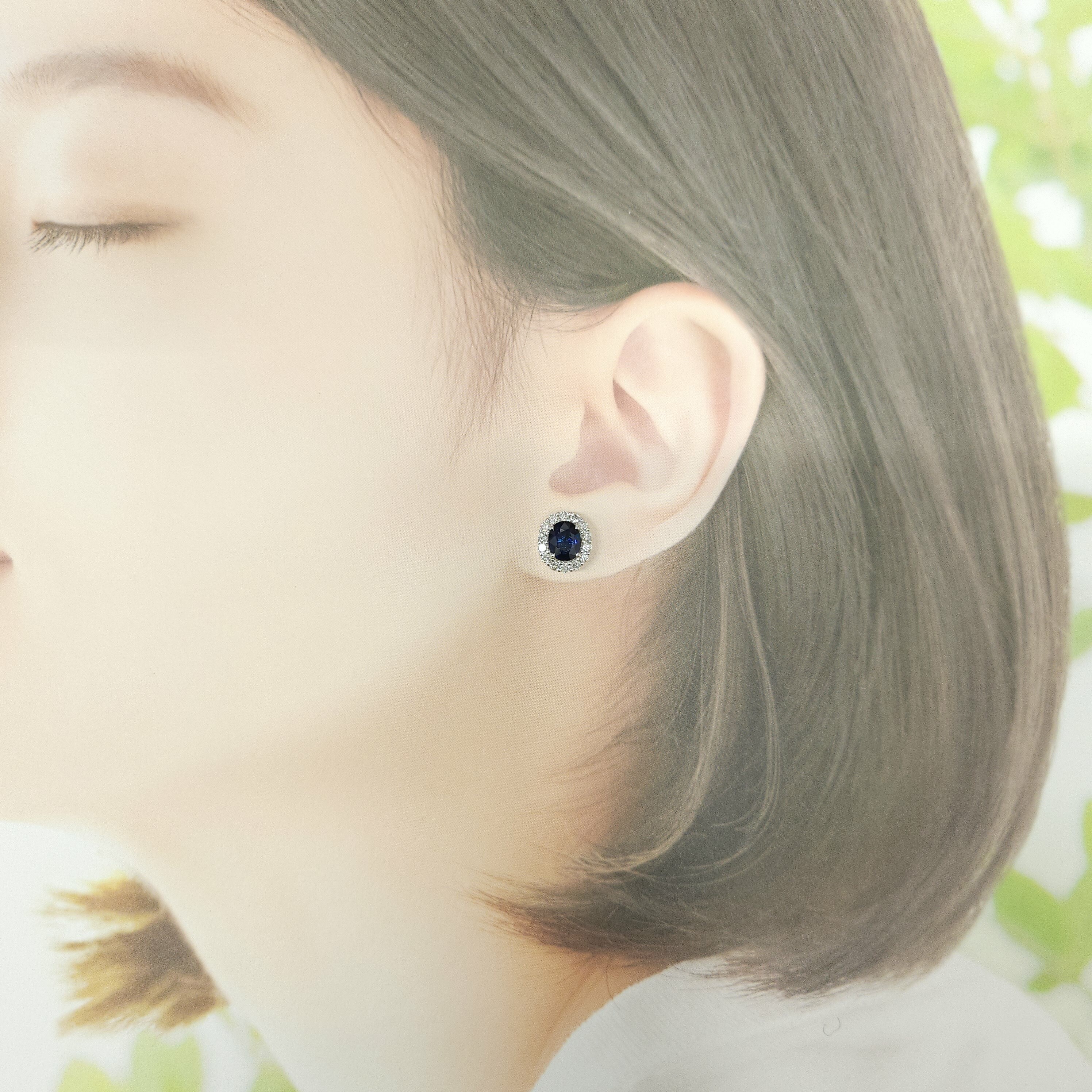 18K White Gold 2.26 Sapphire and Diamond Earrings