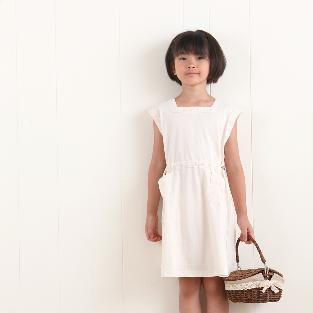 有機棉女童直緹洋裝 | 藍天畫布有機棉