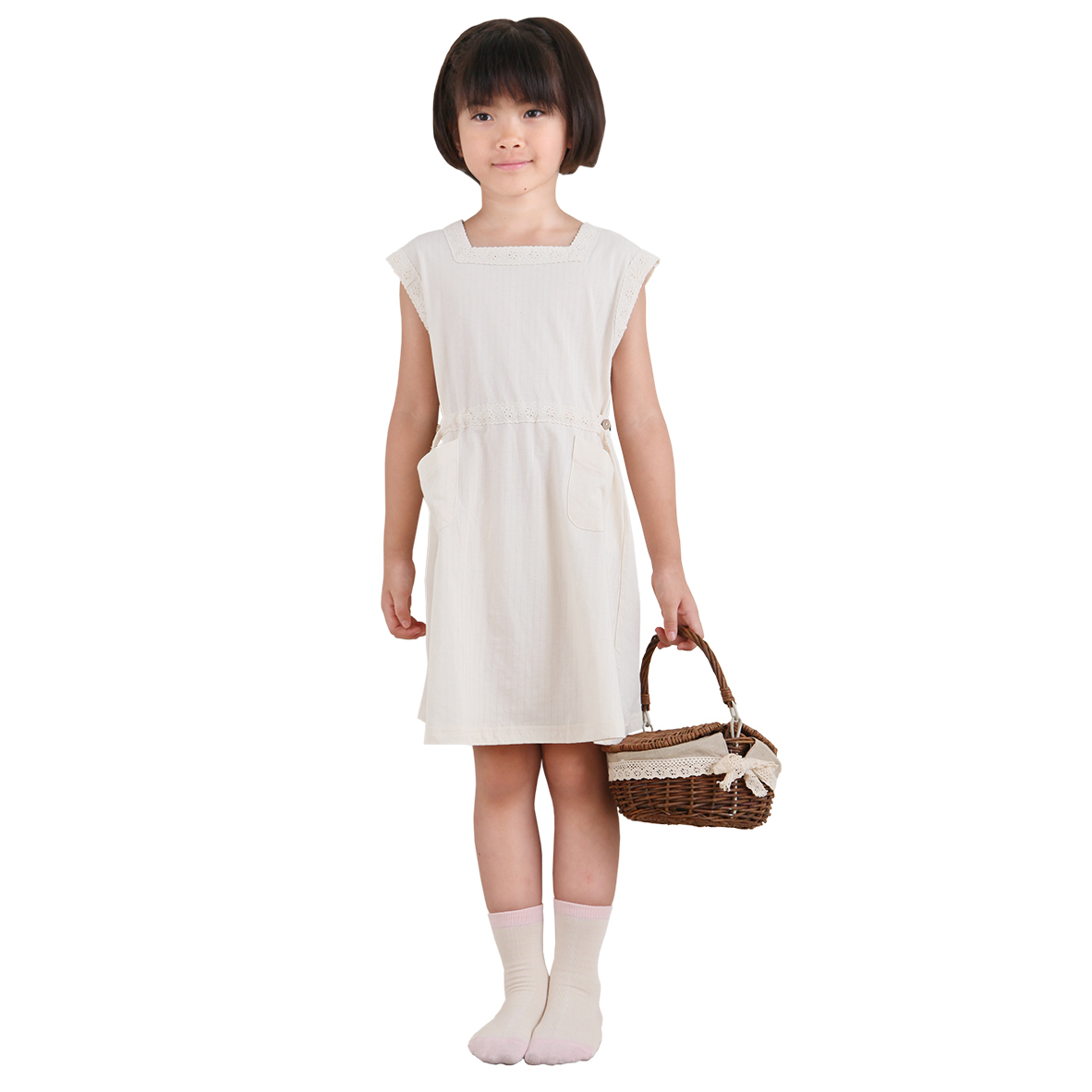 有機棉女童直緹洋裝 | 藍天畫布有機棉