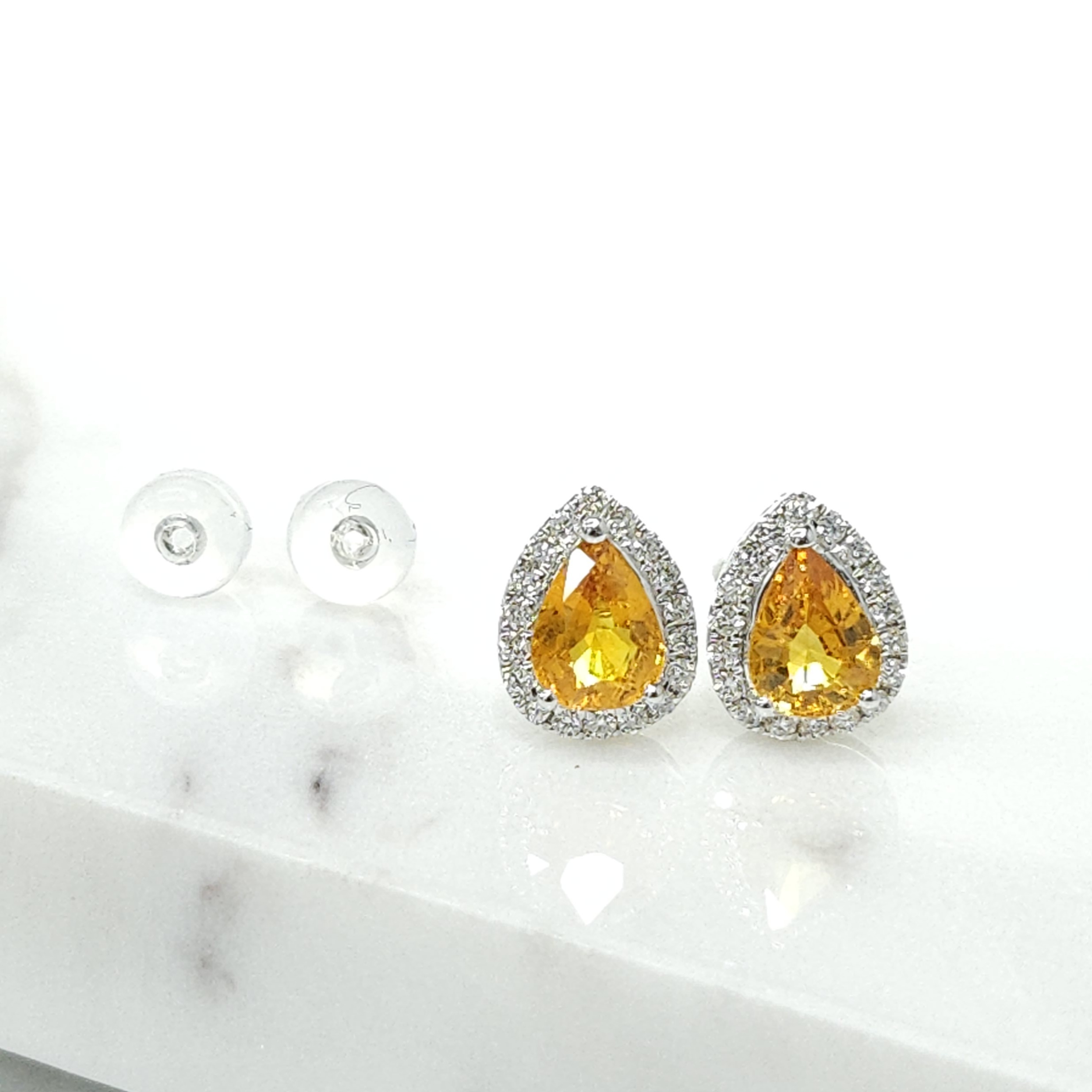 18K White Gold 1.67ct Sapphire and Diamond Earrings