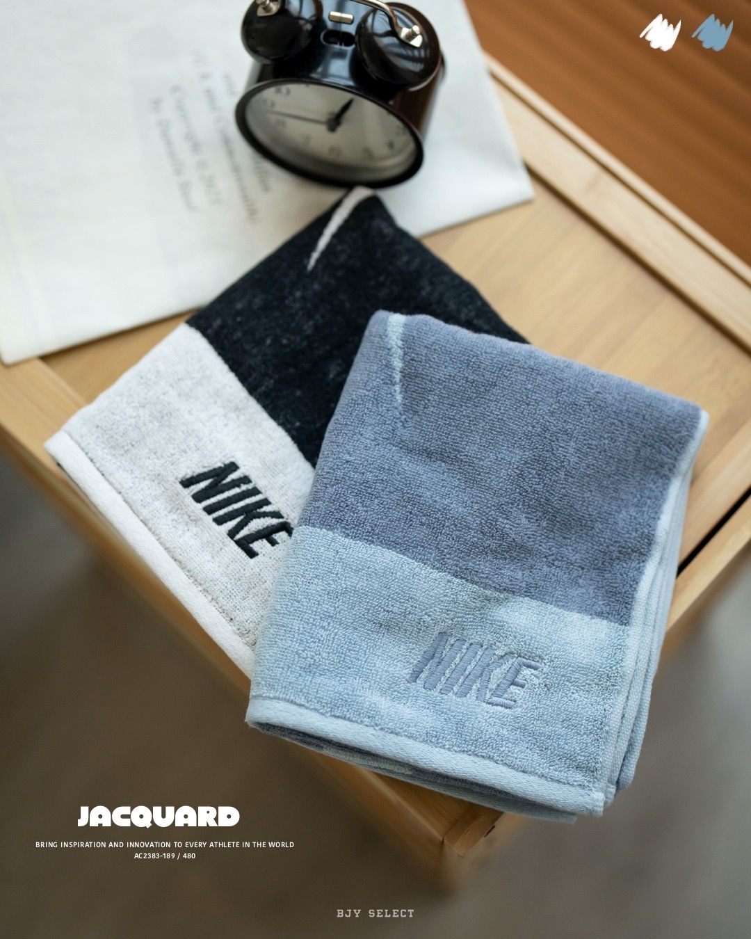 #現貨 NIKE  JACQUARDAC 刺繡LOGO 運動毛巾 AC2383-189 黑白 480 藍紫