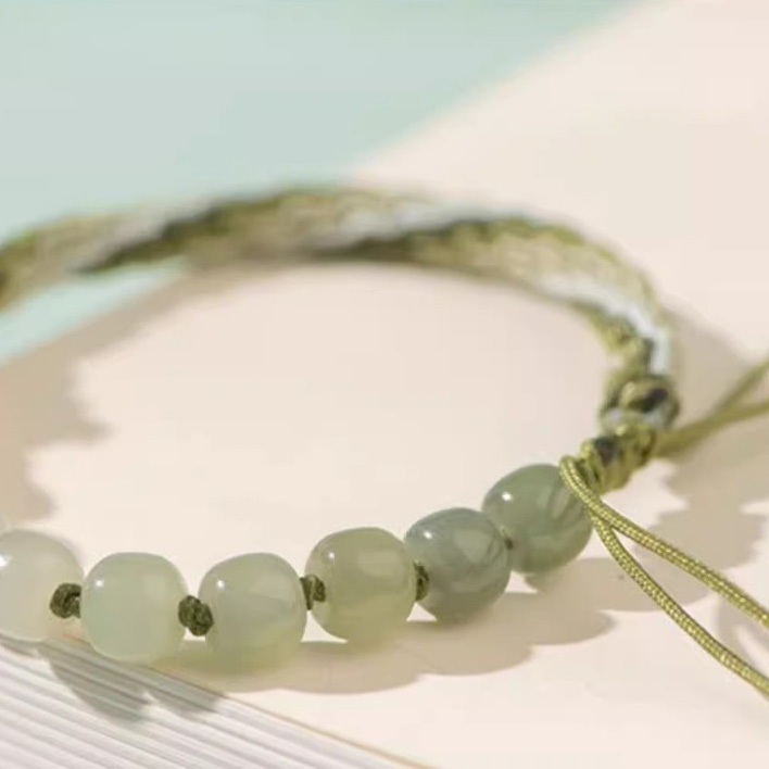 【長相思】天然和田玉輪迴結手工編織手繩水晶手鍊/水晶手串