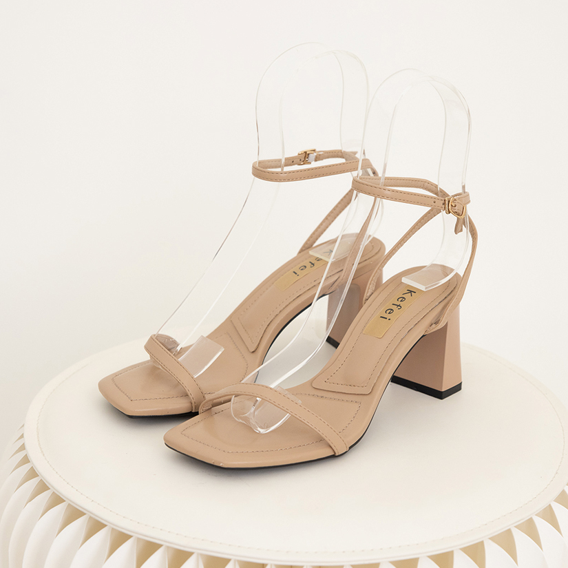 ➤方頭細帶高跟涼鞋(38)