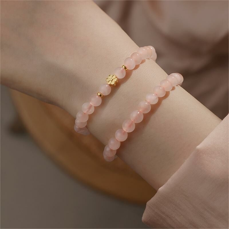 【開花】馬達加斯加產粉水晶桃花水晶手鍊/水晶手串