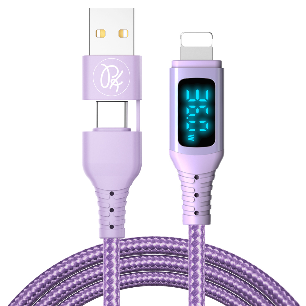 PICKOGEN 皮克全 36W快充 二合一 Type-C/USB-A TO Lightning PD充電傳輸線 VAW數顯 神速 1.2M