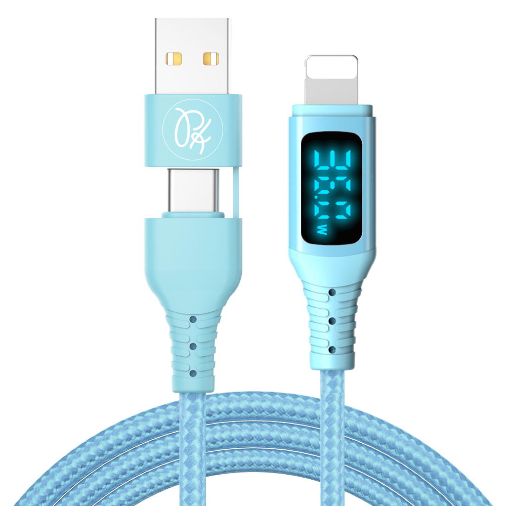 PICKOGEN 皮克全 36W快充 二合一 Type-C/USB-A TO Lightning PD充電傳輸線 VAW數顯 神速 1.8M