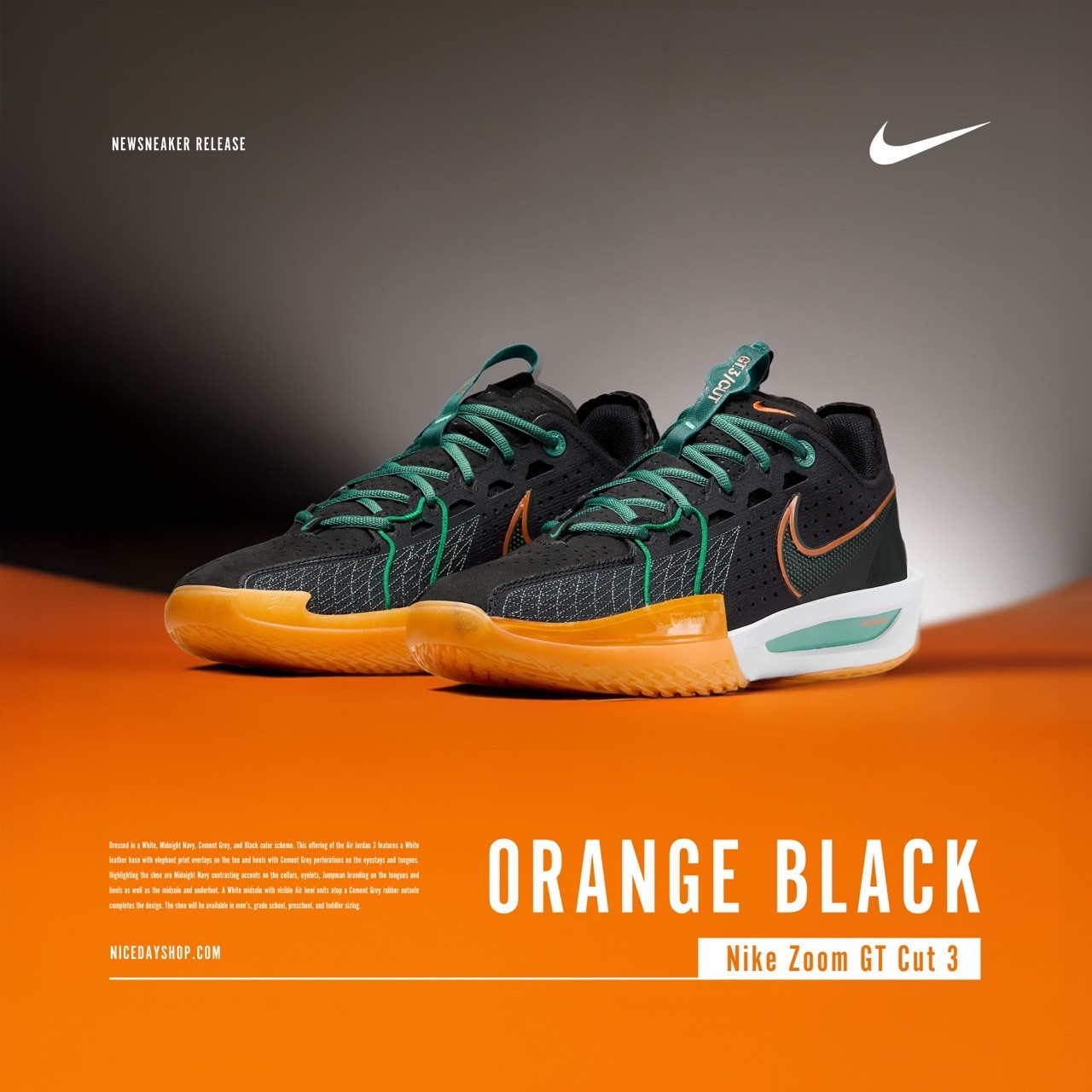 NICEDAY 現貨 Nike Zoom G.T. Cut 3 EP 黑橘 男款 籃球鞋 DV2918-001