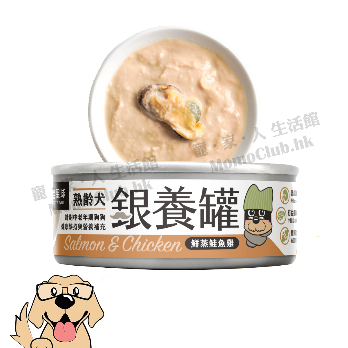汪喵星球 - 熟齡犬無膠主食罐 (鮮蒸鮭魚雞) 80g