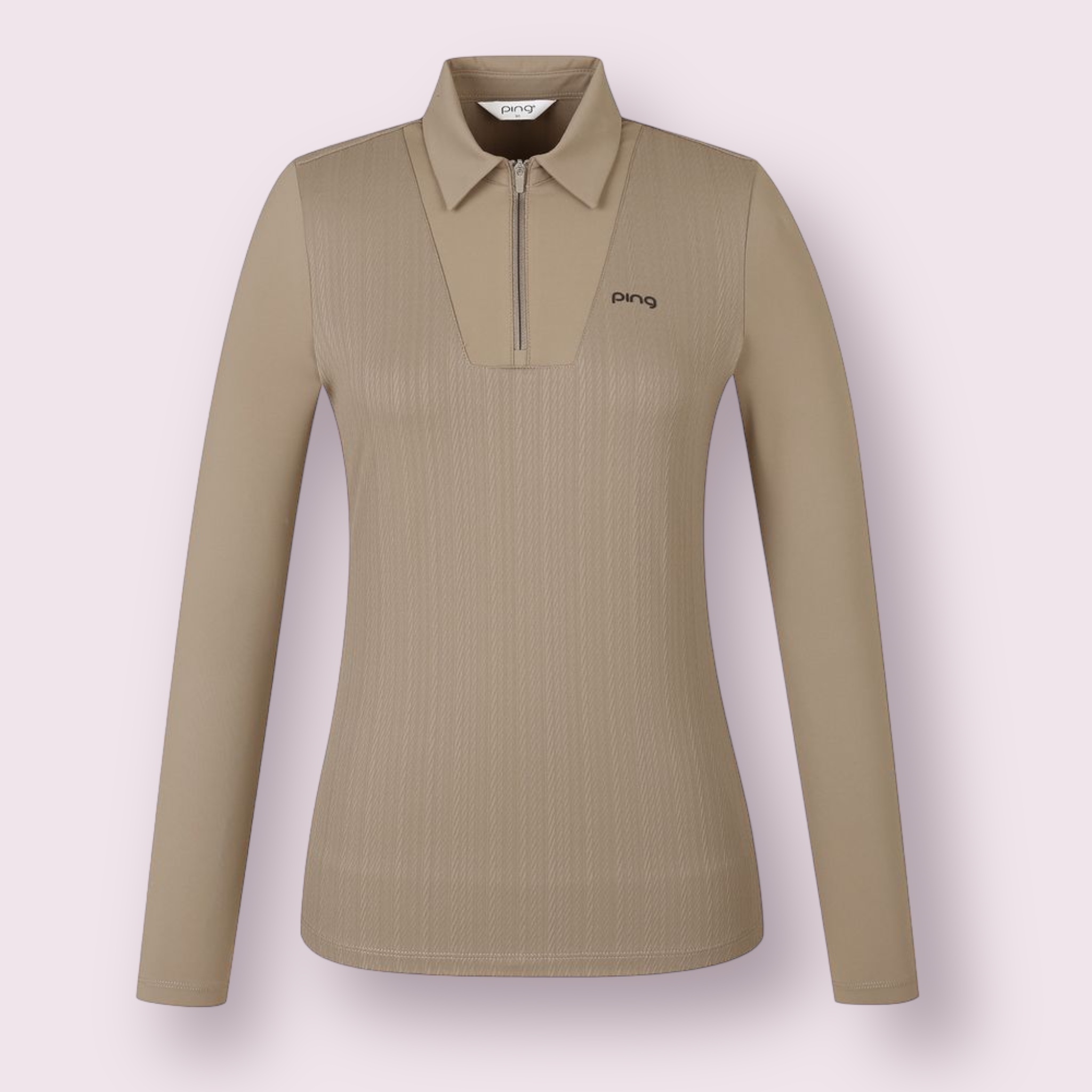 女 303M 正韓版PING GOLG 極簡約雙拼材質領涼感Polo長袖T桖 高球美拉德配色穿搭