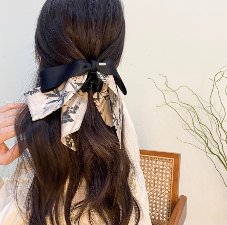 Neo-Chinese Ink Ribbon Hair Claw