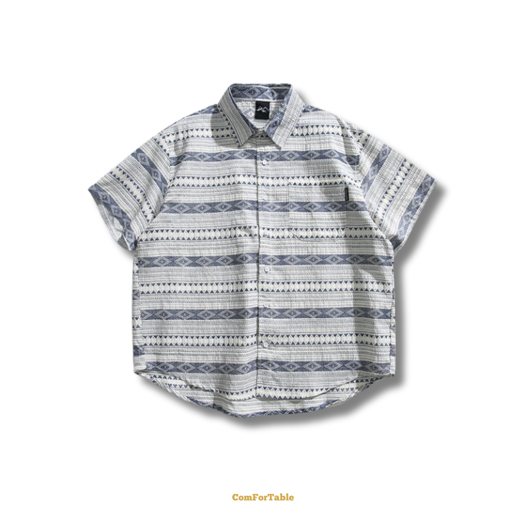 春夏民族風短袖襯衫