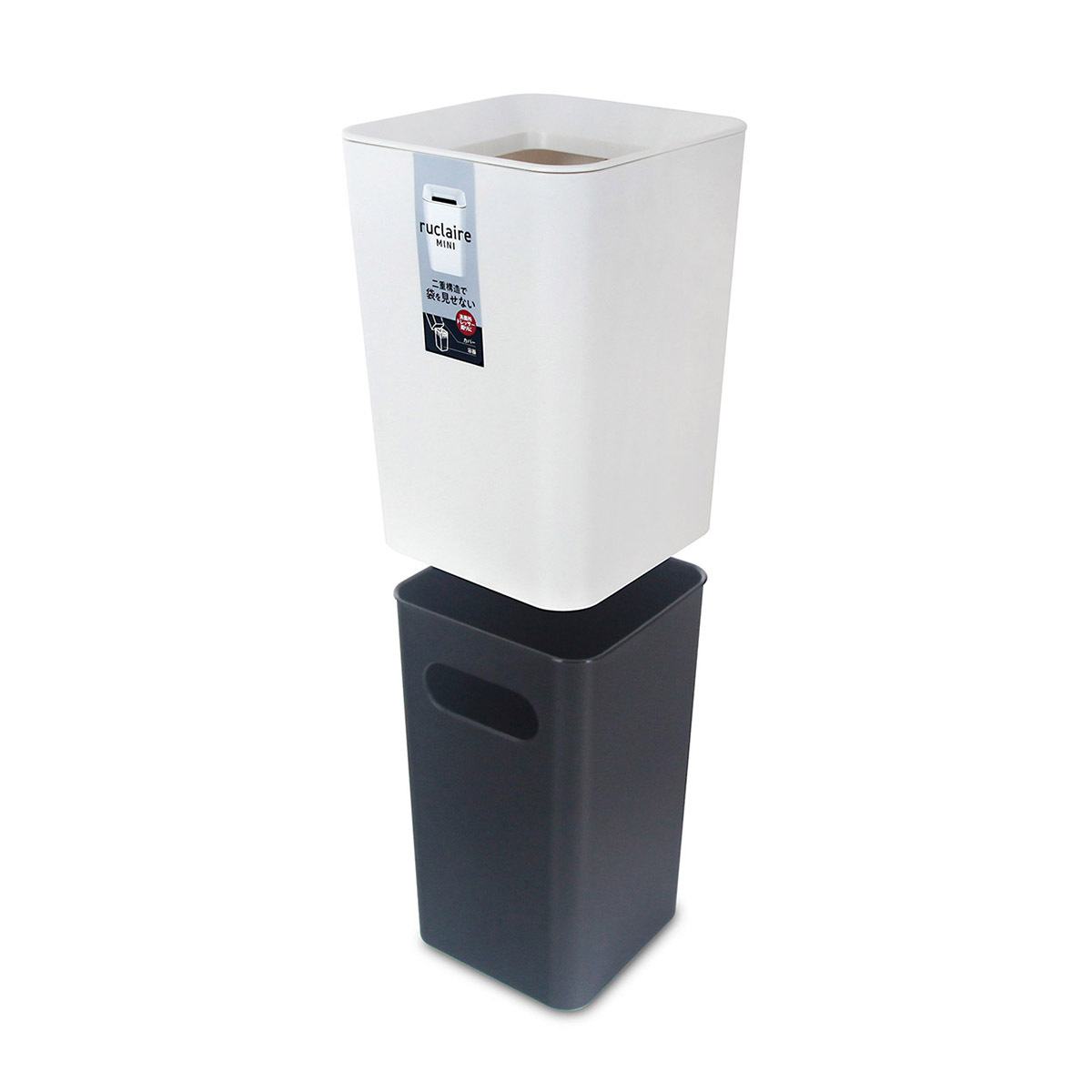 日本品牌ASVEL-RUCLAIRE MINI 2L 方形雙層垃圾桶-白色-6210-W