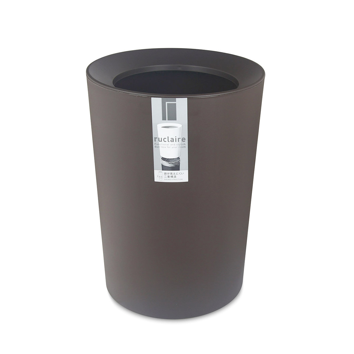 日本品牌ASVEL-RUCLAIRE 6.7L 圓形雙層垃圾桶-棕色-6211-BR