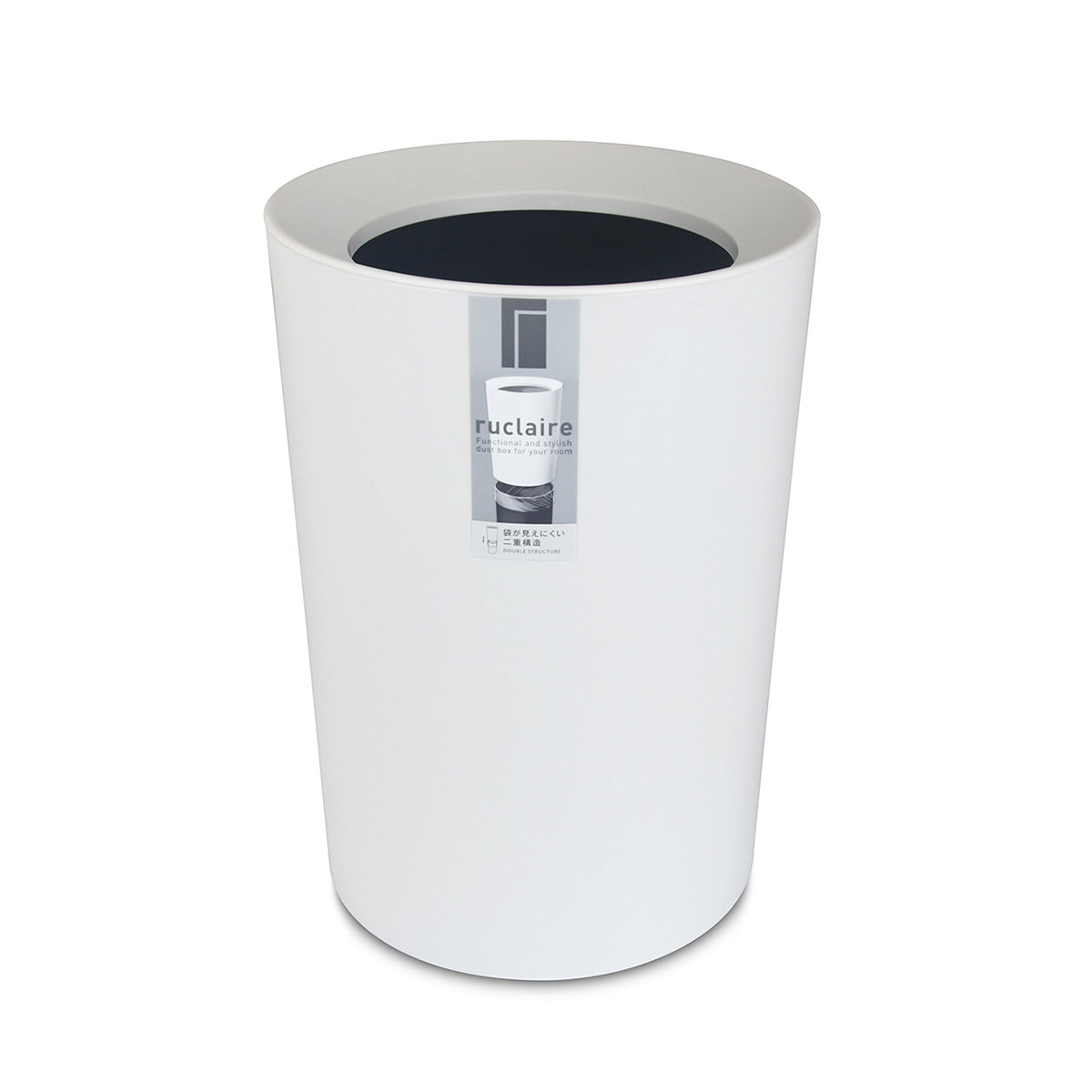 日本品牌ASVEL-RUCLAIRE 6.7L 圓形雙層垃圾桶-白色-6211-W