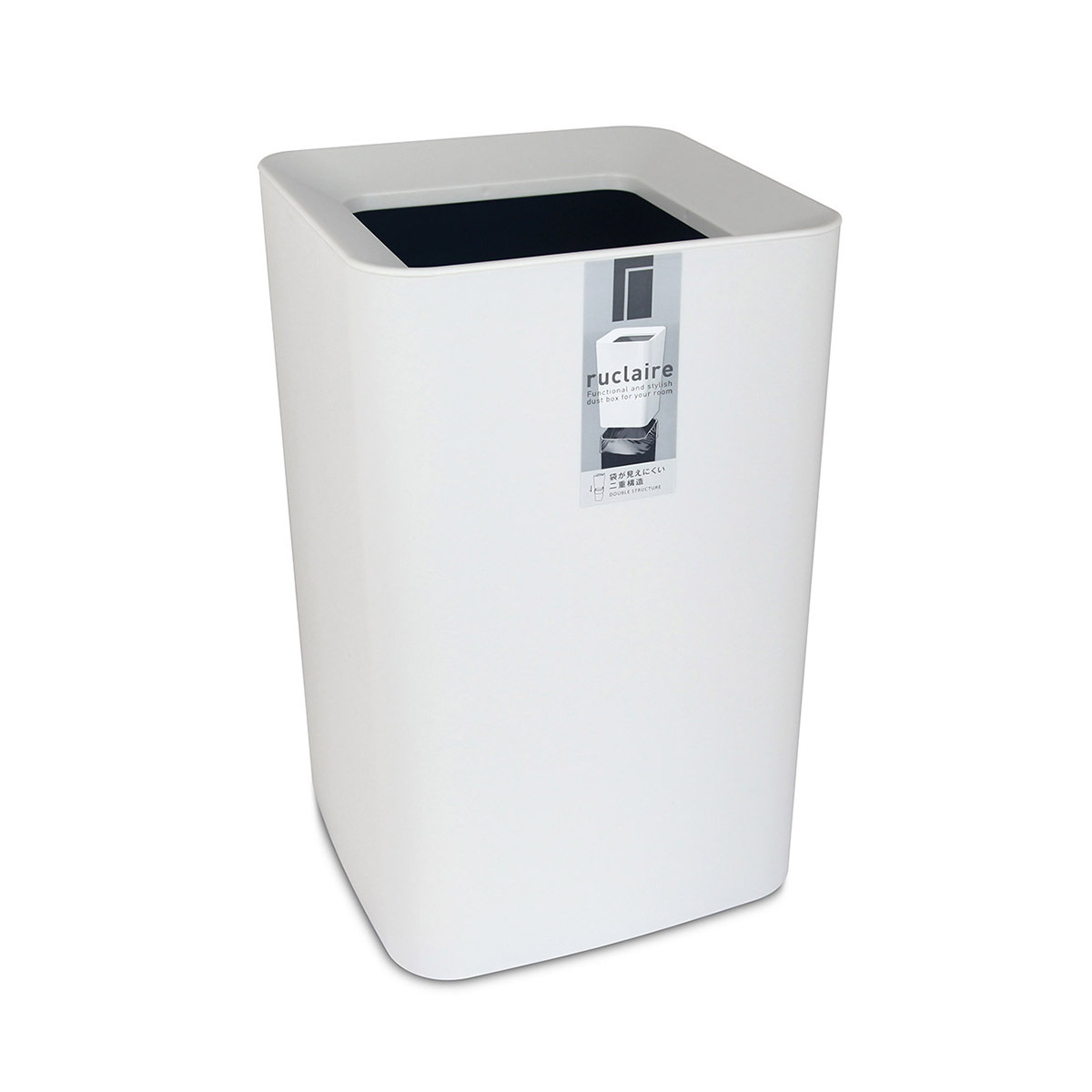 日本品牌ASVEL-RUCLAIRE 6.6L 方形雙層垃圾桶-白色-6212-W