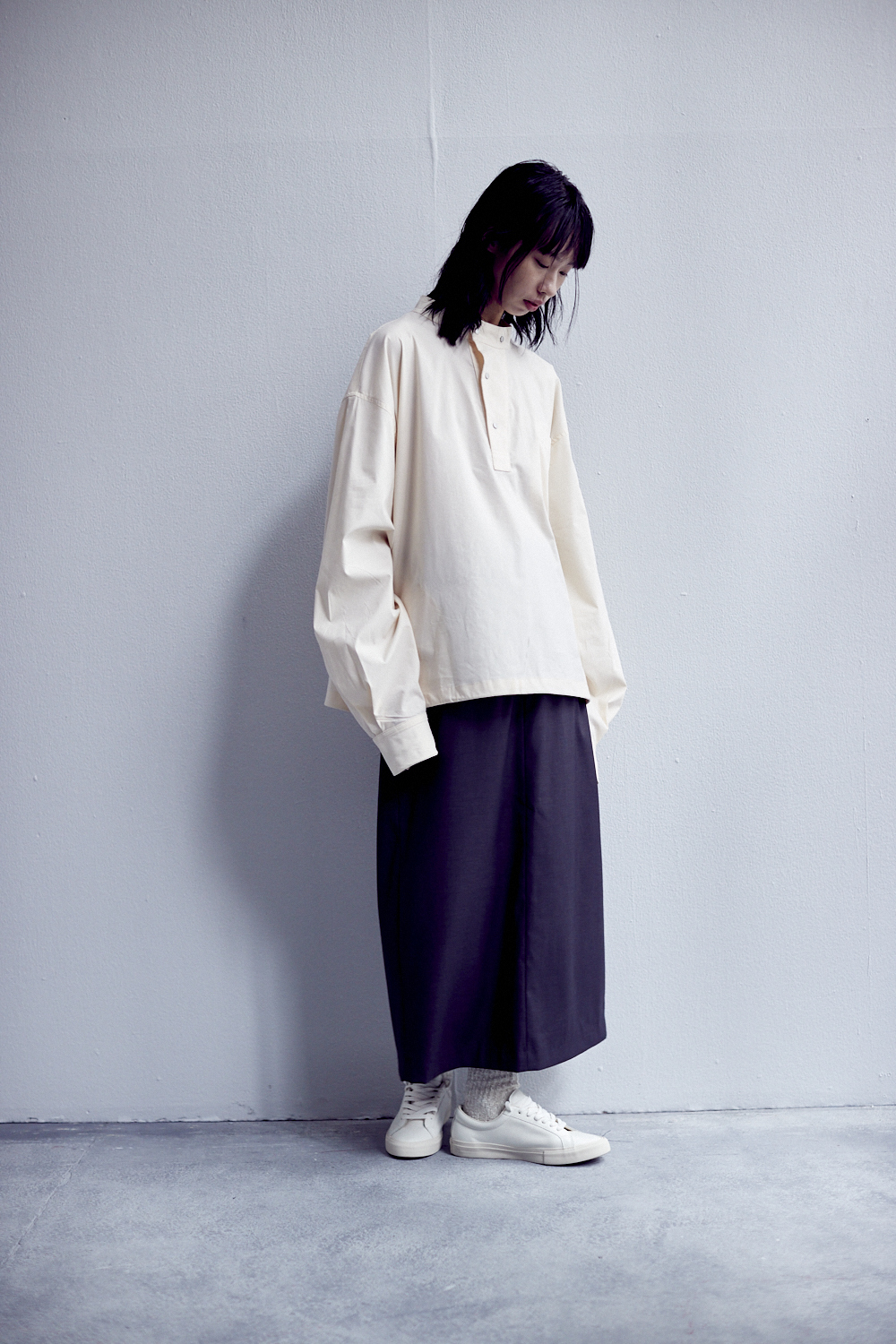 雙脣口袋窄長裙