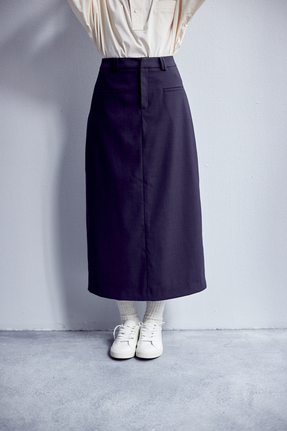 雙脣口袋窄長裙