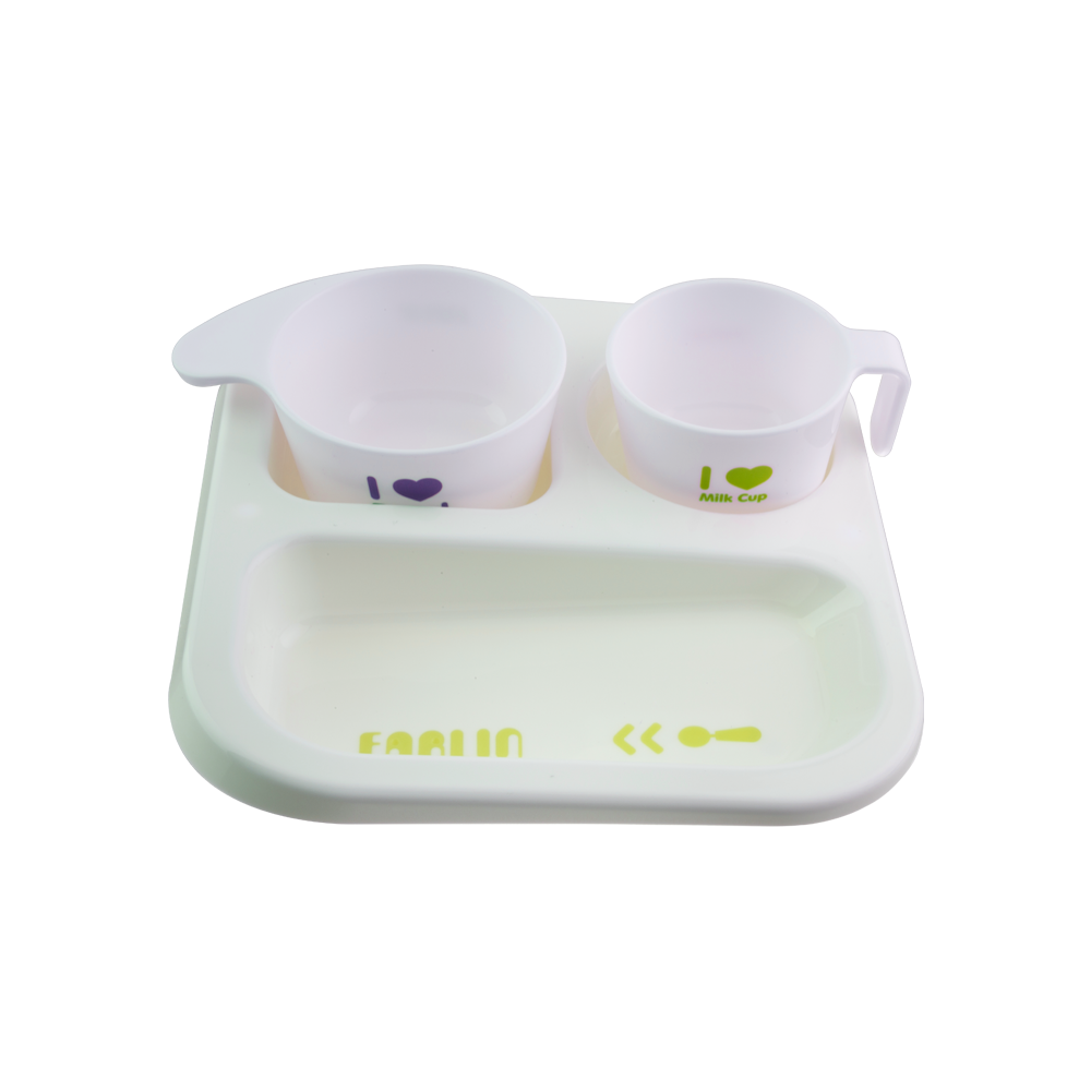 【FARLIN】兒童學習高低餐盤組(附餐碗水杯)(綠)