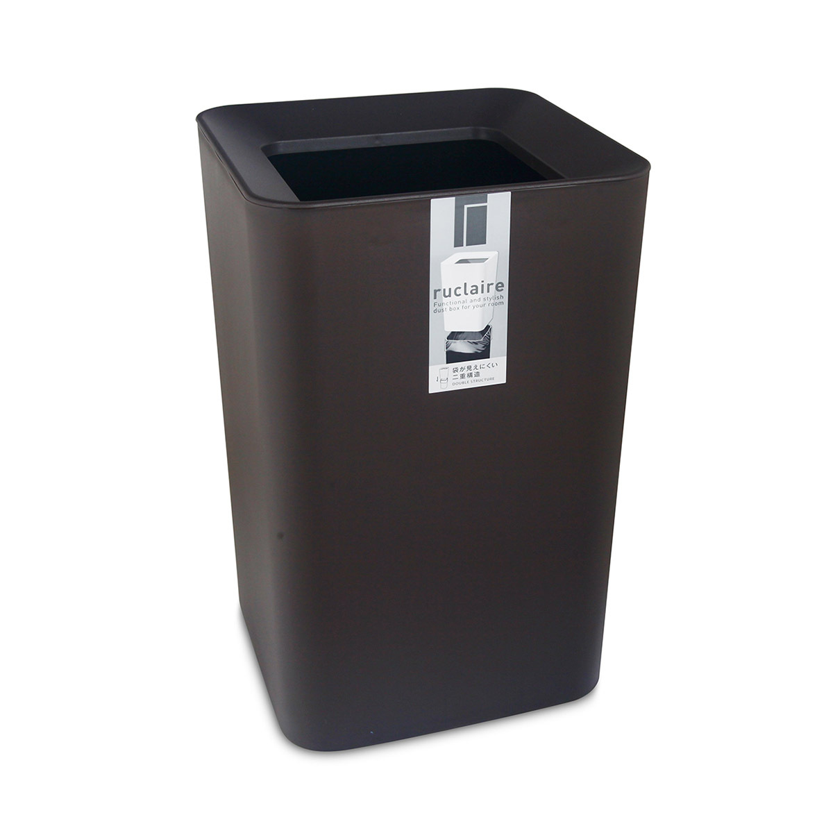 日本品牌ASVEL-RUCLAIRE 6.6L 方形雙層垃圾桶-棕色-6212-BR