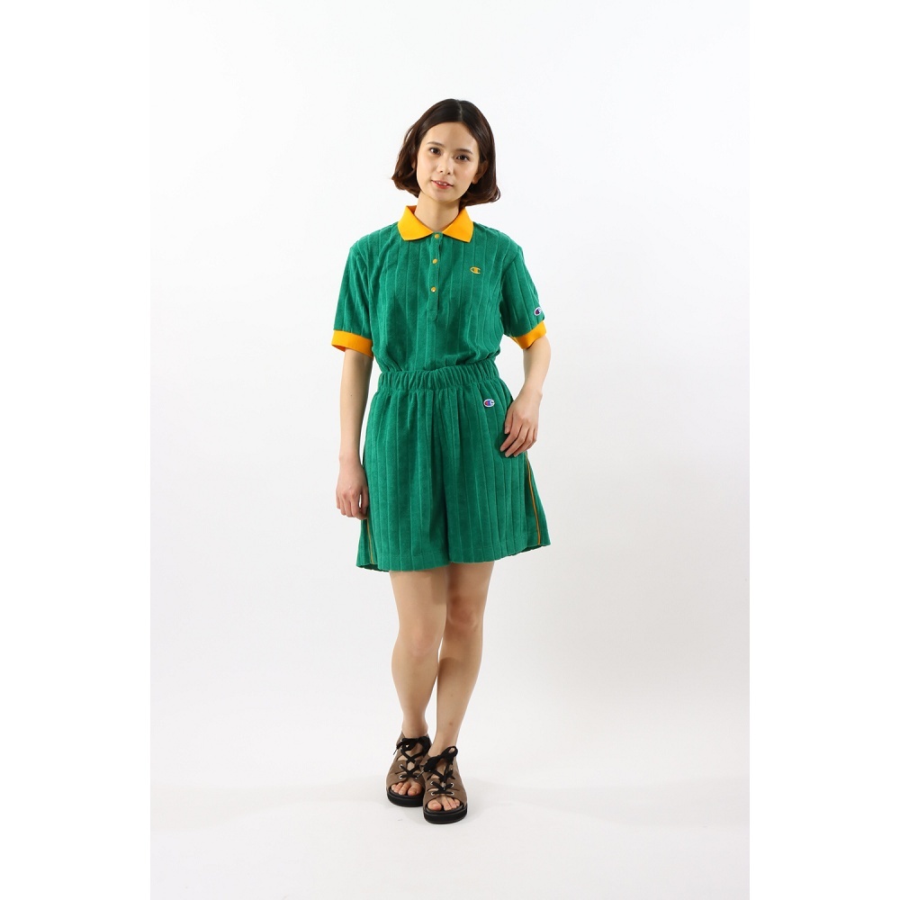 女款- CASUAL 毛圈布網球風Polo衫-綠色（CW-Z308-605）