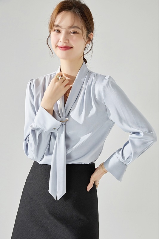 珍珠領結雪紡上衣 三色