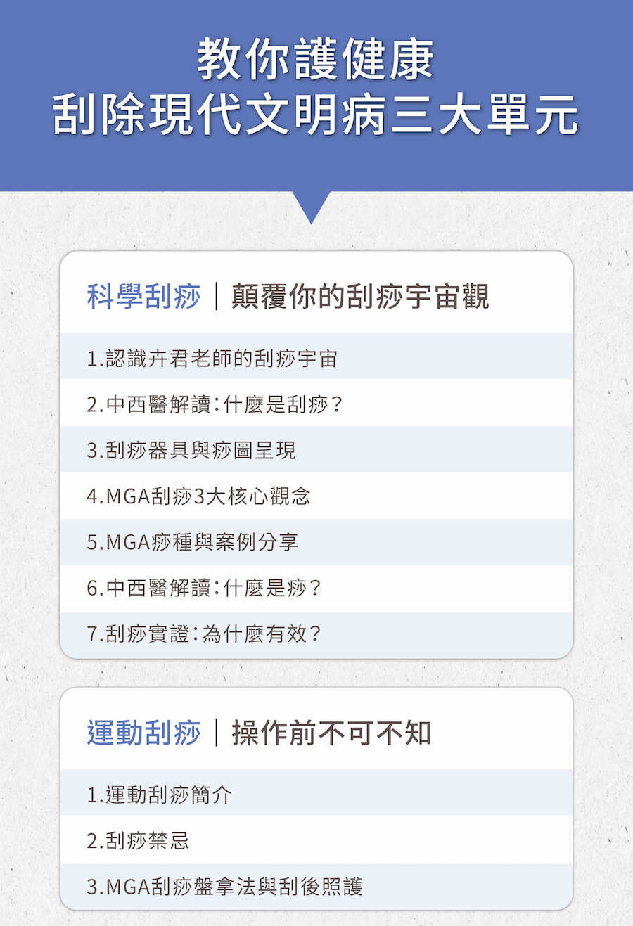 教你護健康刮除現代文明病，課程三大單元，顛覆你的刮痧宇宙觀
