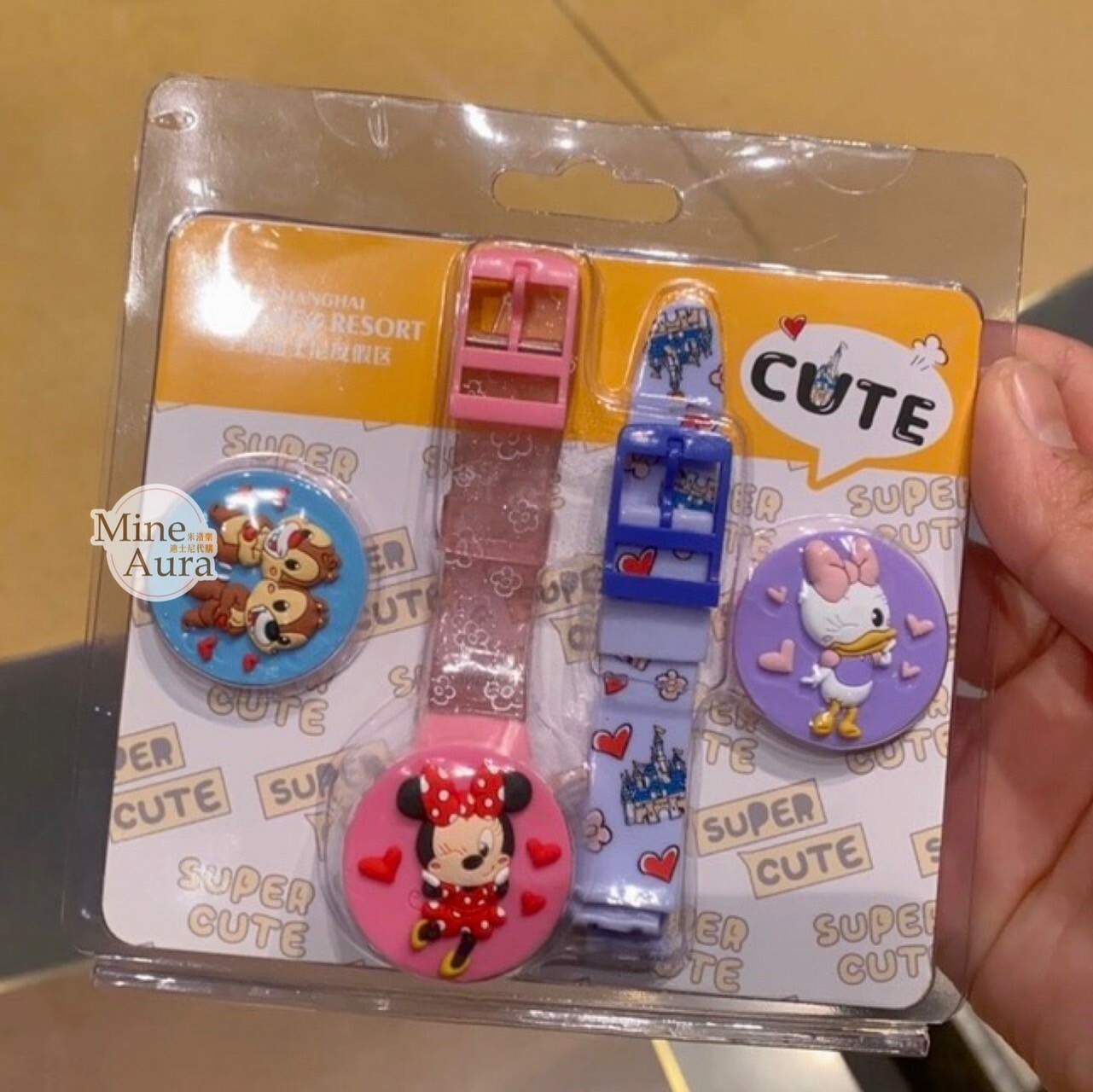 CUTE系列 米妮 Minnie 奇奇蒂蒂 Chip 'n Dale 造型 可換錶蓋 兒童 手錶 -上海迪士尼樂園