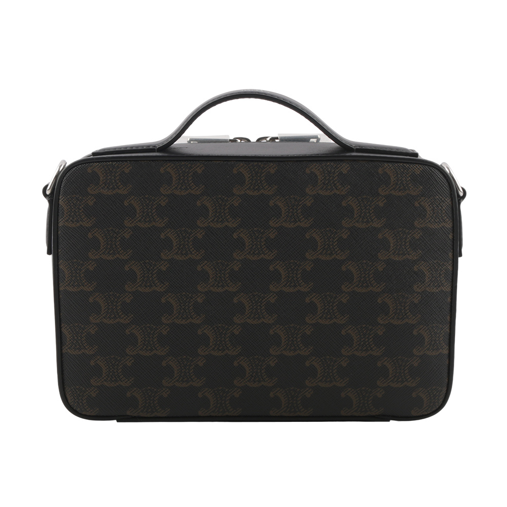 【CELINE】Triomphe 帆布方盒手提/斜背二用郵差包(黑色) 113872EVJ.38SI