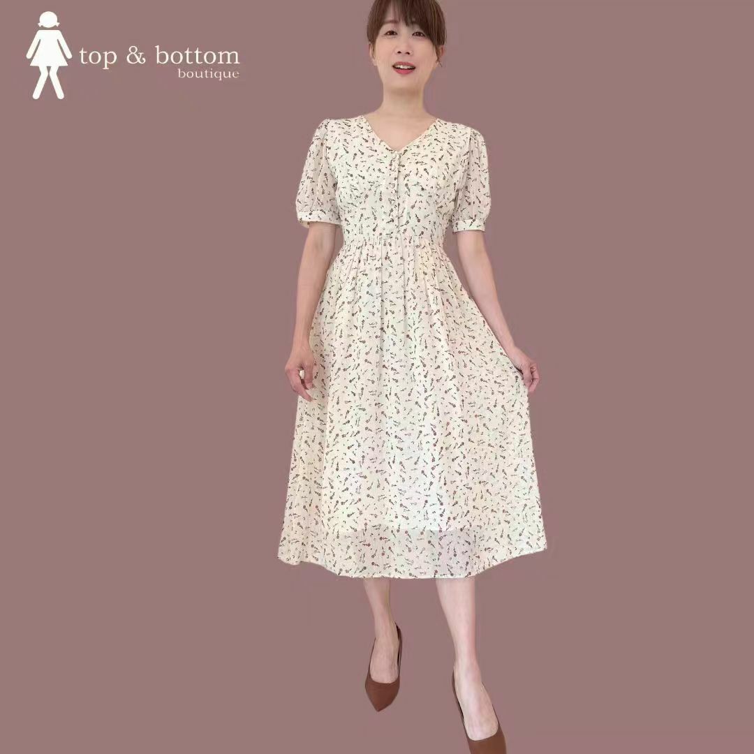 S/SLEEVE BUTTON FLORAL MIDI DRESS