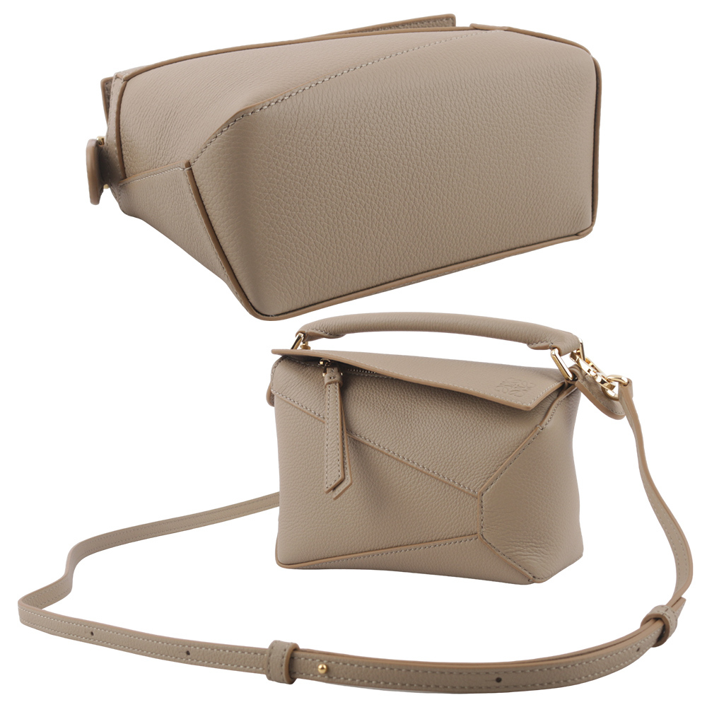 【LOEWE】Puzzle 拼圖粒面小牛皮手提/斜背兩用包(迷你)(沙色) A510P88X16 2150