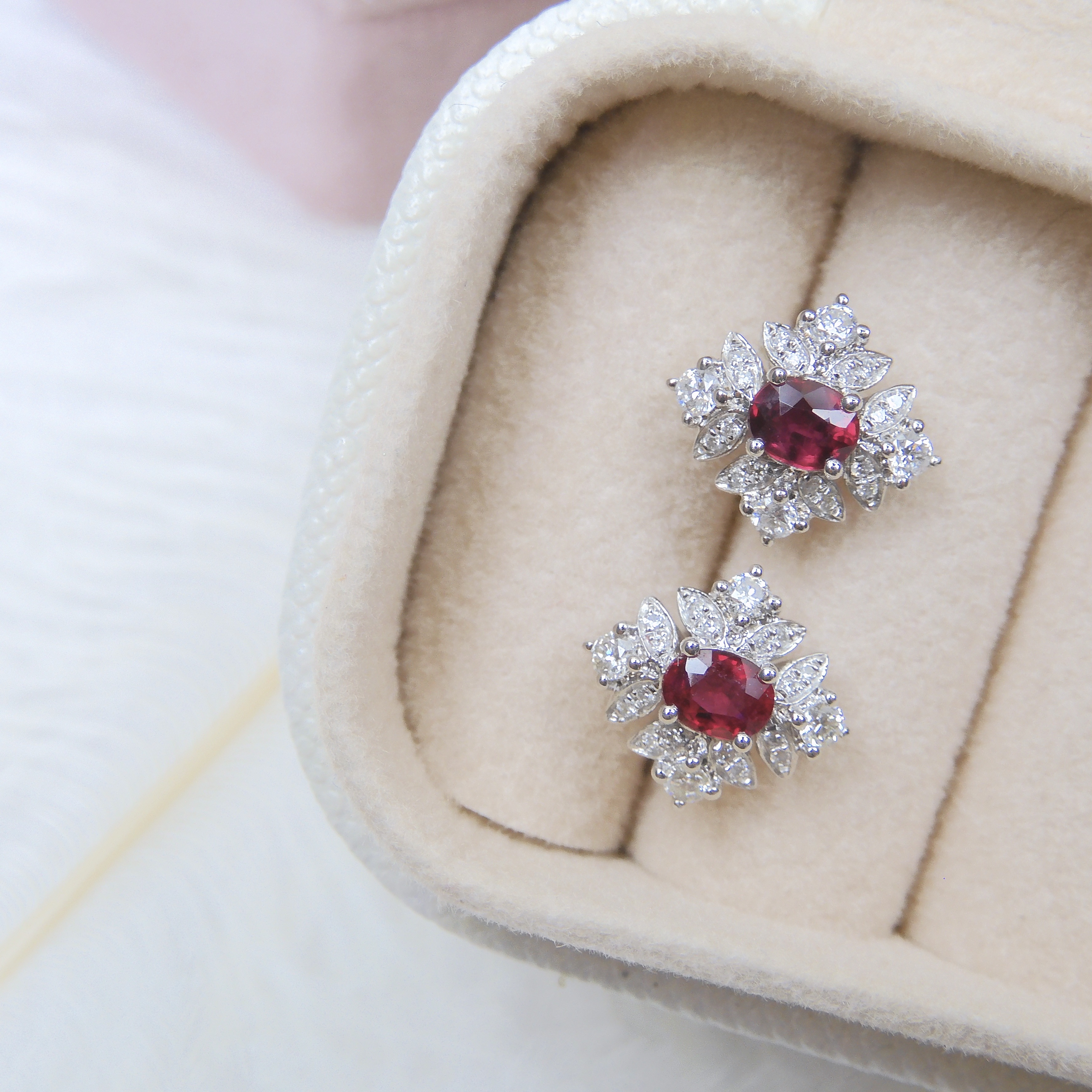 18K金 0.49ct 紅寶石耳釘 (配國際證書)