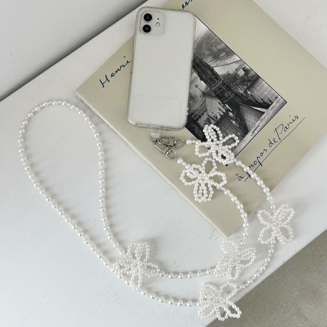 日本選物｜珠珠小花手機掛繩 ( 2色入 )