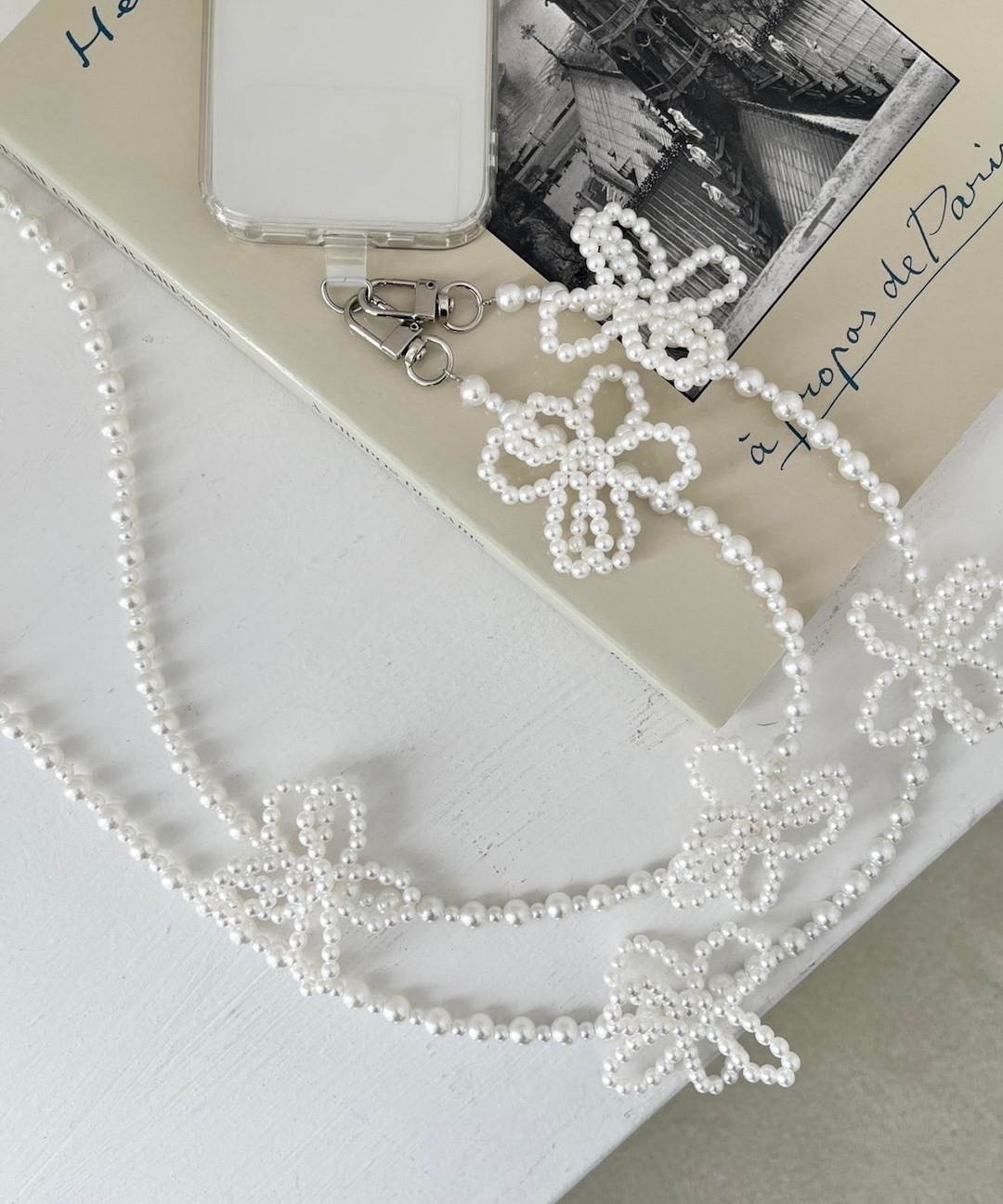 日本選物｜珠珠小花手機掛繩 ( 2色入 )