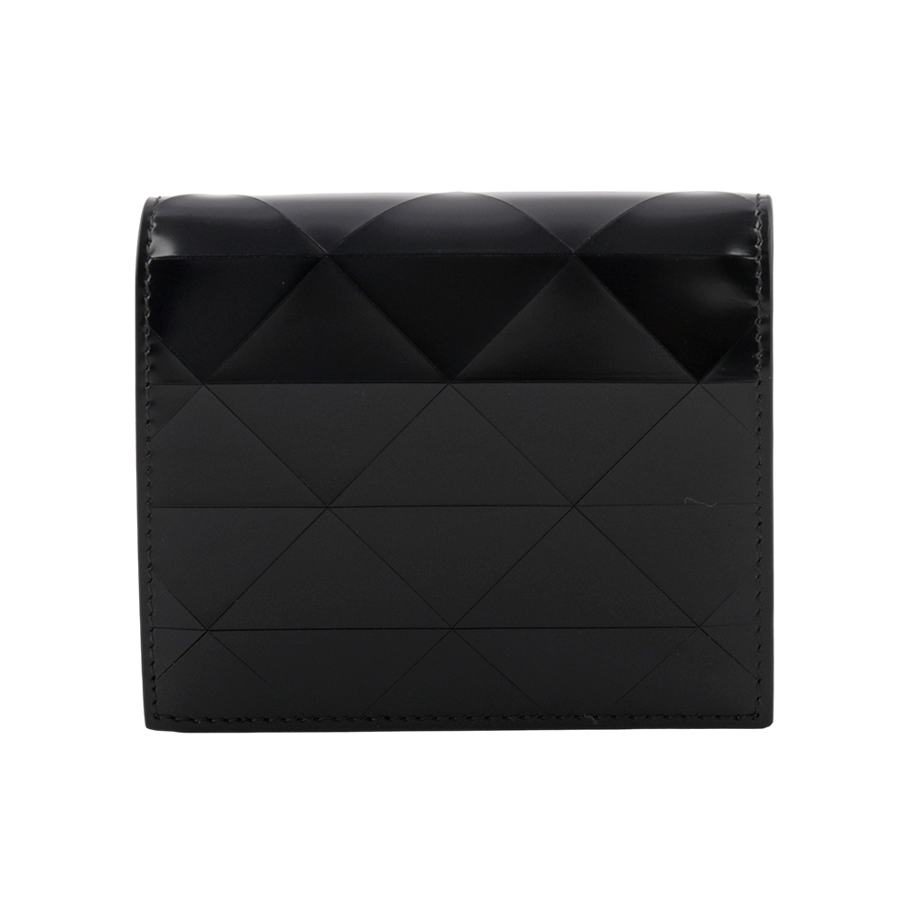 【PRADA】三角牌Logo 菱格紋牛皮對開8卡短夾(黑色) 2MO004 2D0F F0002