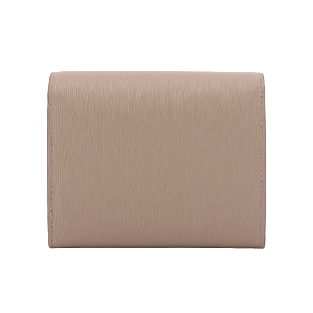 【PRADA】三角牌LOGO水波紋皮革暗釦三折短夾(藕粉色)  1MH176 2B6P F0236