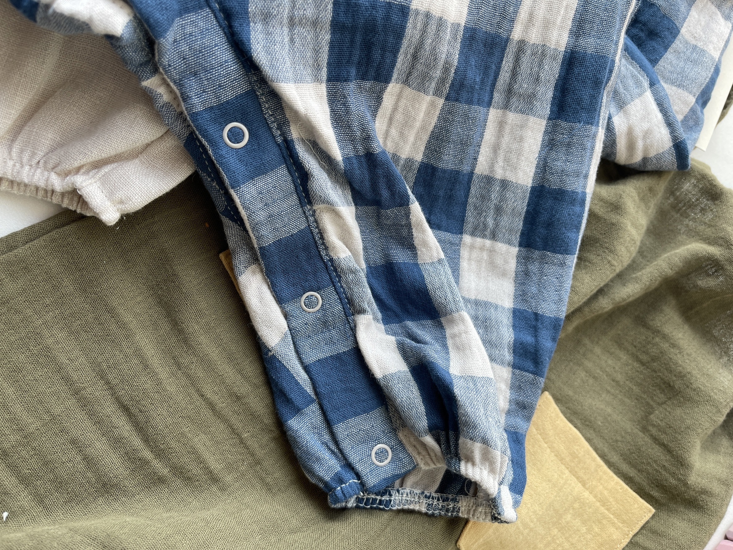ORGANIC ZOO｜藍格紋連身褲- Pottery Blue Gingham Artisan Jumps