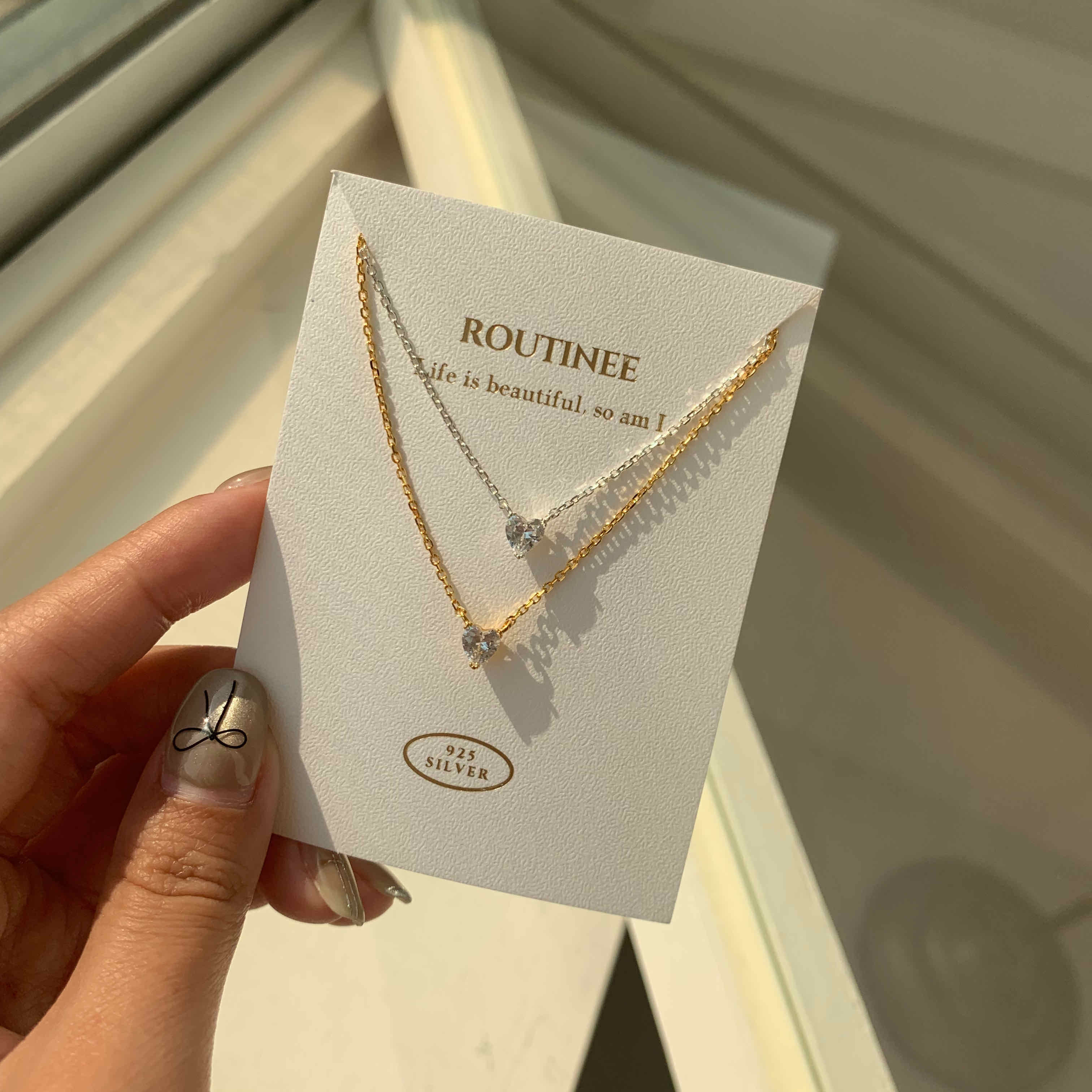 🇰🇷925 silver 閃閃愛心鑽項鍊｜2 color