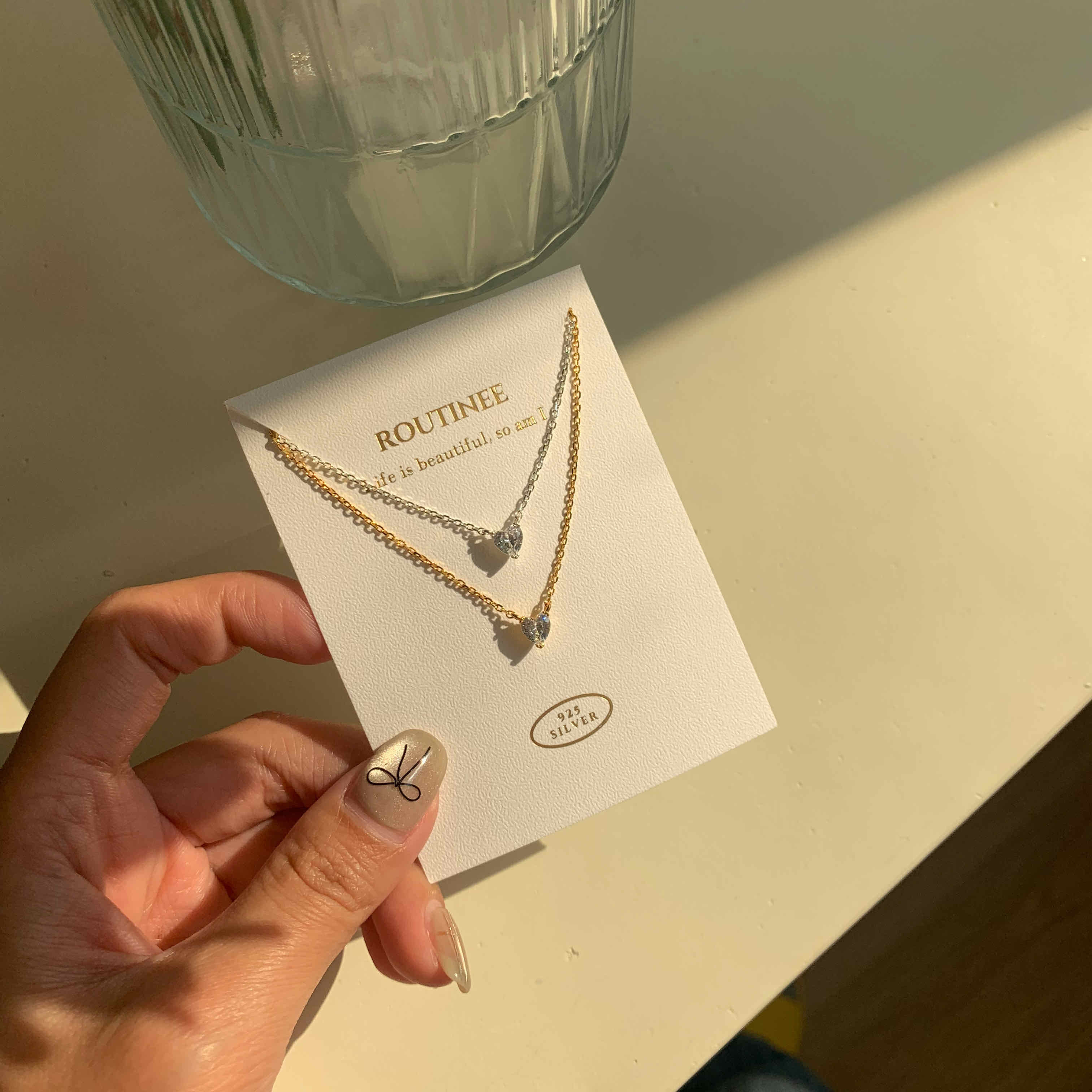 🇰🇷925 silver 閃閃愛心鑽項鍊｜2 color