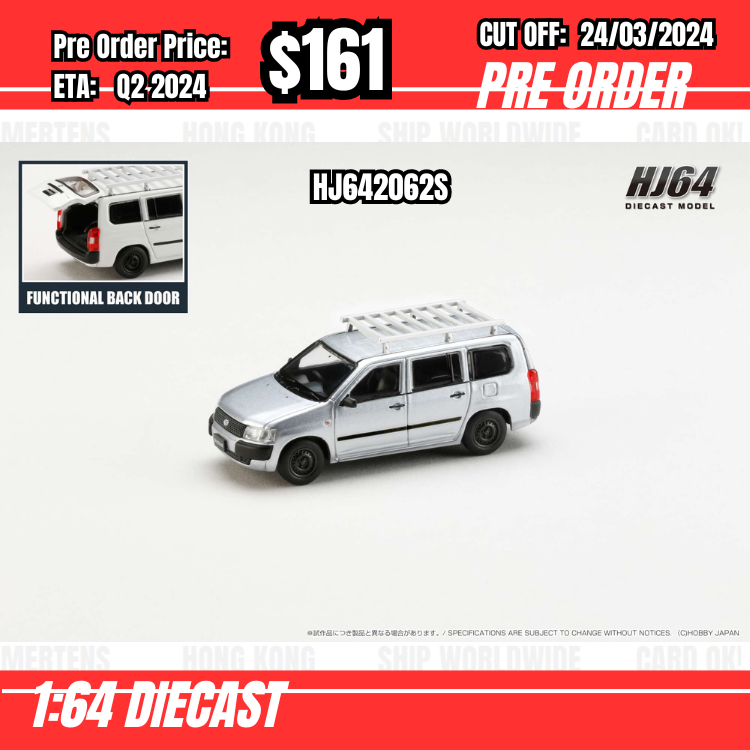 RS-$161 * Hobby Japan * 1:64 Toyota PROBOX Customized ver. with ROOF CARRIER Silver HJ642062S [OD15/03]