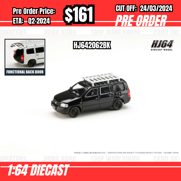 RS-$161 * Hobby Japan * 1:64 Toyota PROBOX Customized ver. with ROOF CARRIER Silver HJ642062BK [OD15/03]