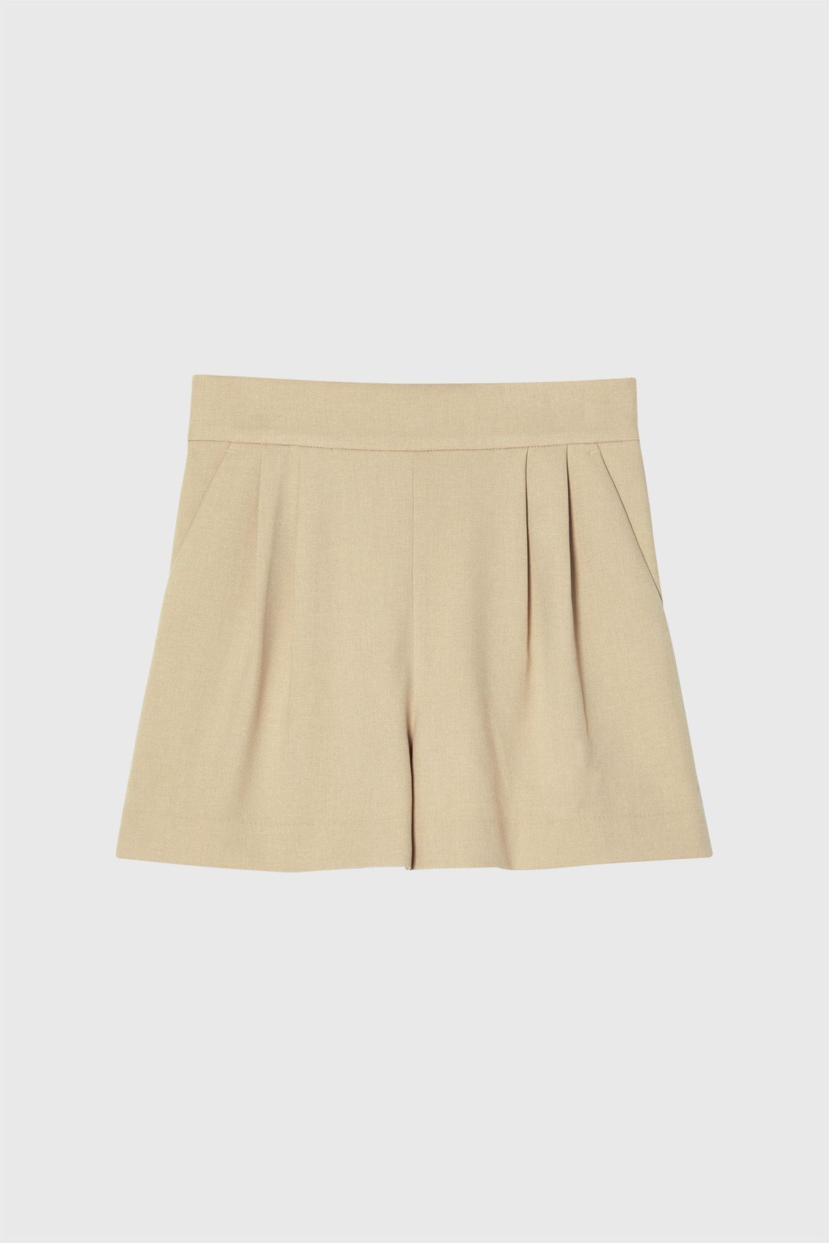 LANA 高腰打褶短褲 女（卡其）