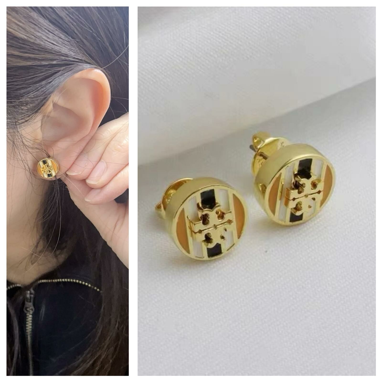 Y76 Txxx bxxx 黑金橙色耳環