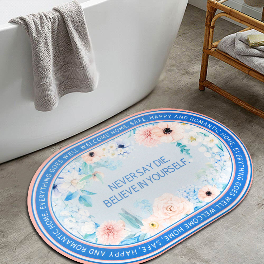 科技絨舒柔吸水地墊-粉夢藍莊園BS-892