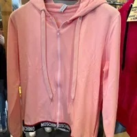 [S] MOSCHINO LOGO TAPE ZIP UP HOODIE JACKET,PINK, ZT1709-9006-0133 (SM785)