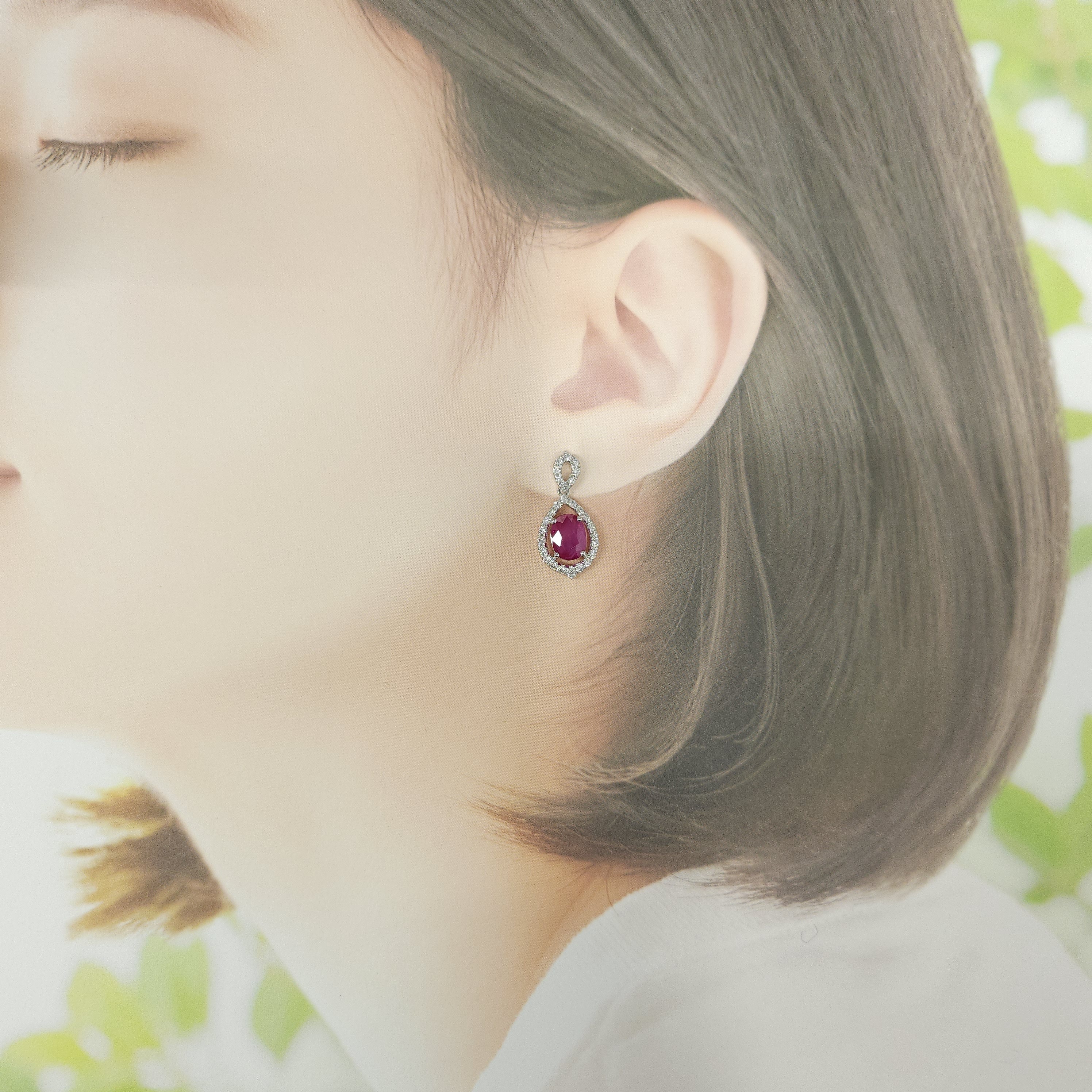 18K White Gold 2.89ct Ruby and Diamond Earrings