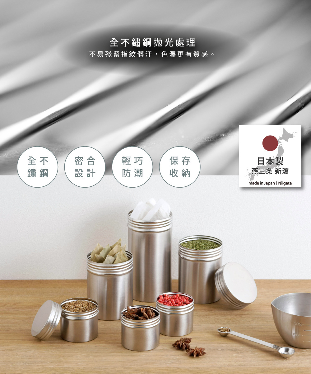 《家事問屋》日本製304不鏽鋼儲物保存罐(75ml)