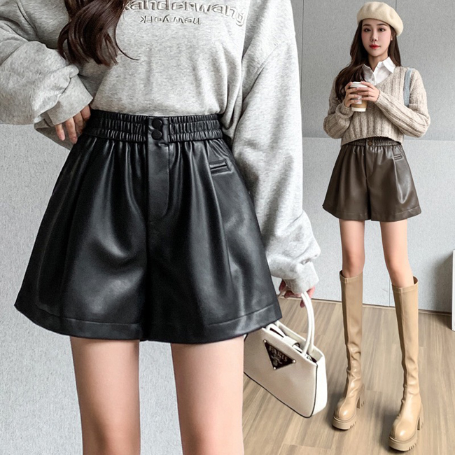 肉肉女孩看過來,皮革短褲-兩色