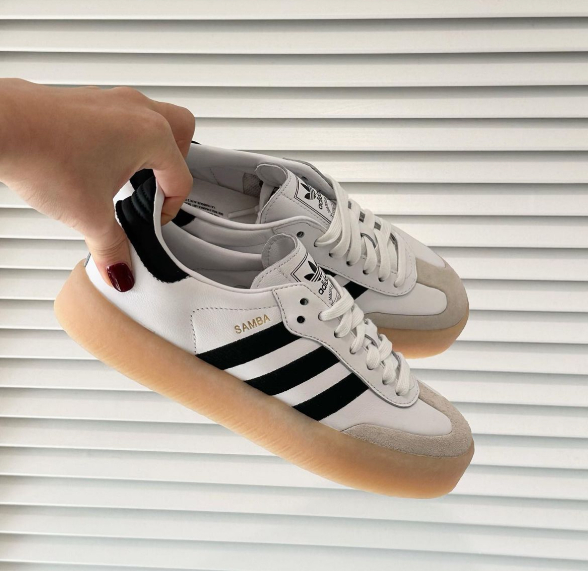 Adidas Originals Sambae 白色 黑條紋 德訓鞋 皮革 復古 厚底 焦糖底 IG5744/預購