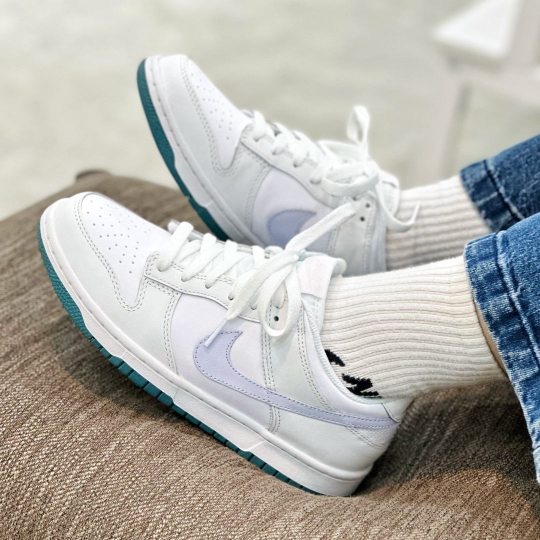 NIKE DUNK LOW GS WHITE GREY TEAL  白 莫蘭迪綠  大童 FD9911-101